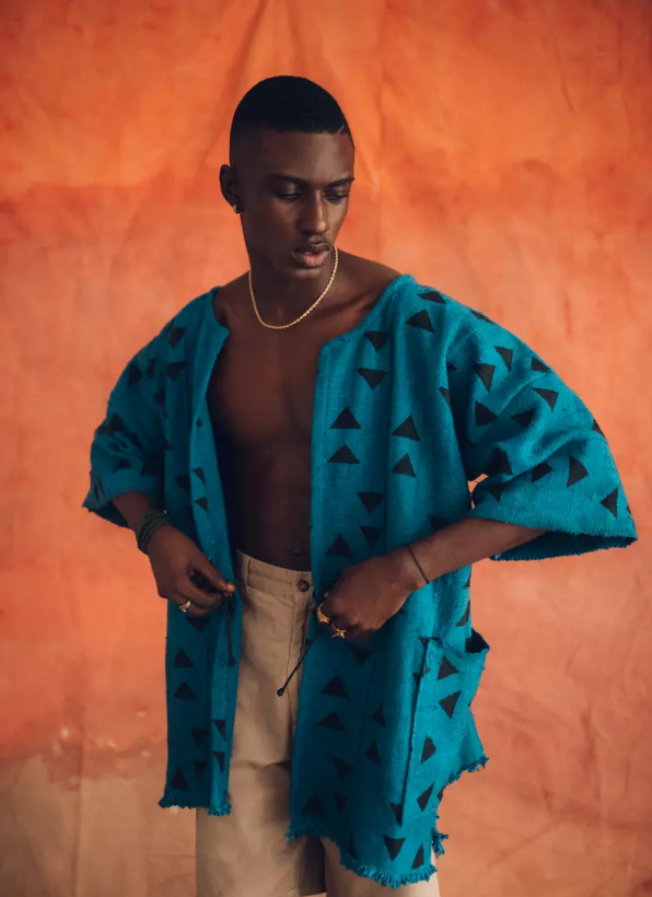 Mudcloth Blue With Triangles