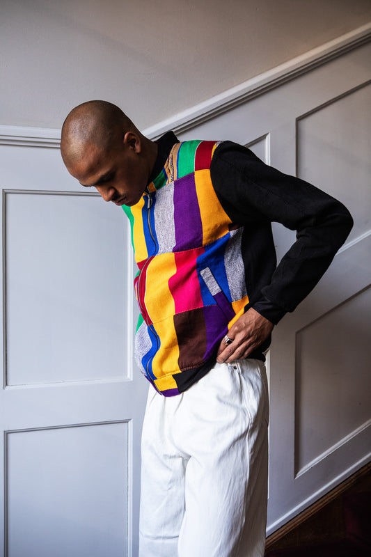 50% SALE | Kente Bomber Jacket Yellow and Spring Green