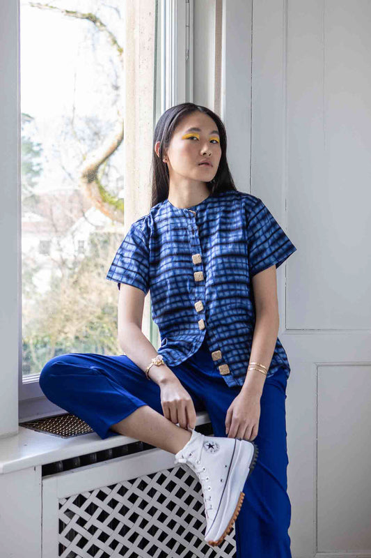 50% SALE | Shirt Blue Jute