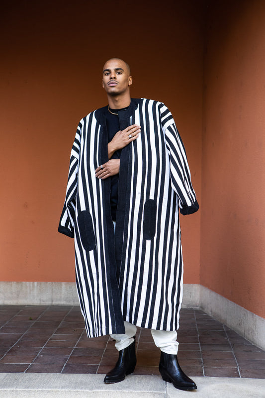 50% SALE | Woven Coat Black and White