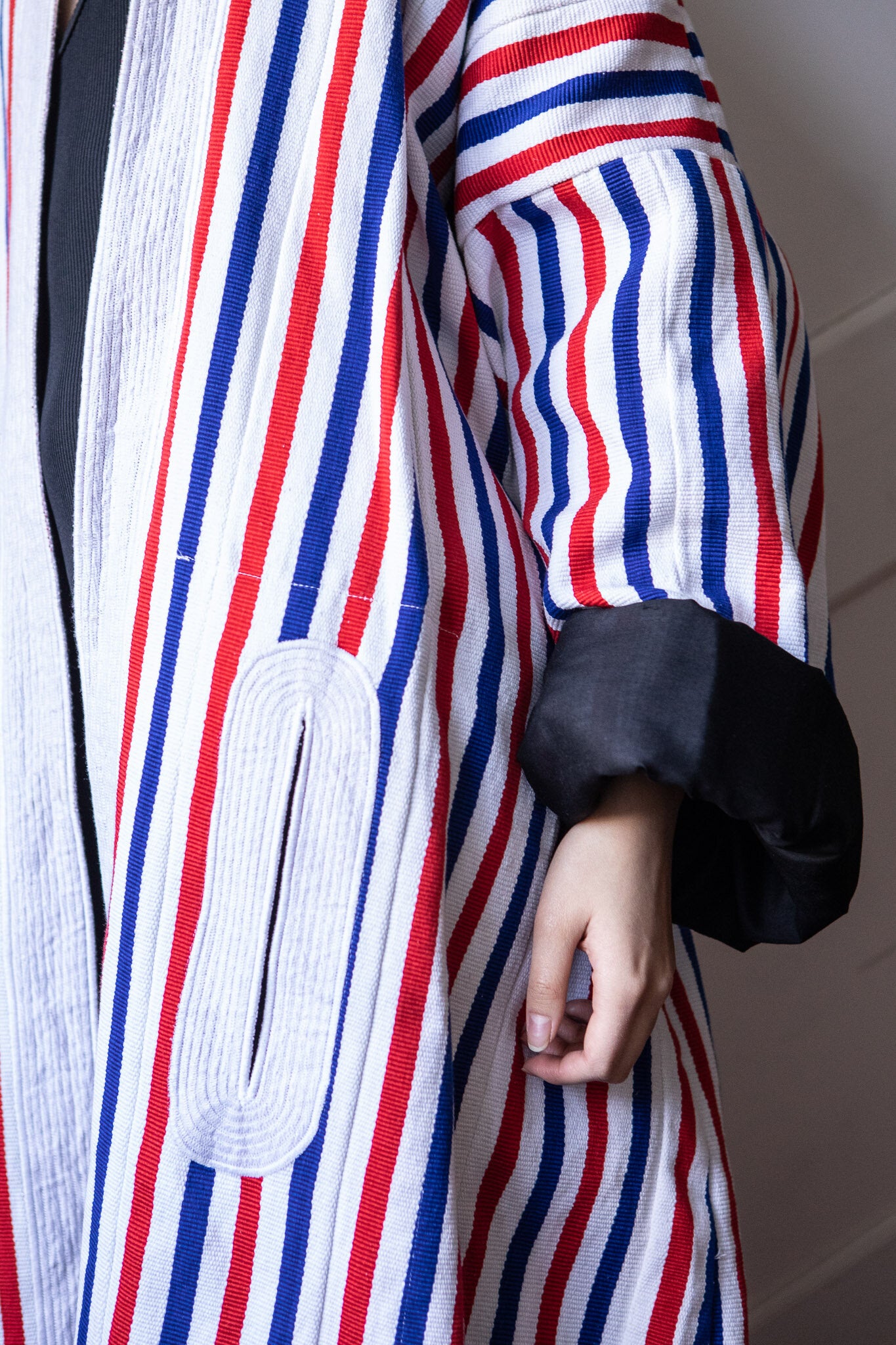 50% SALE | Woven Coat White, Red and Blue