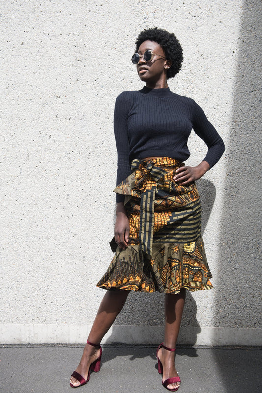 50% SALE | Ruffle Wrap Skirt - Church