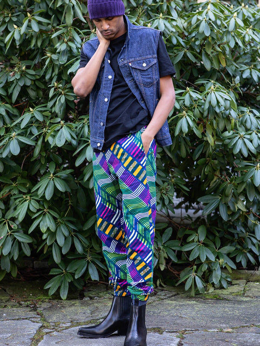 Pants Violet, Green and Yellow